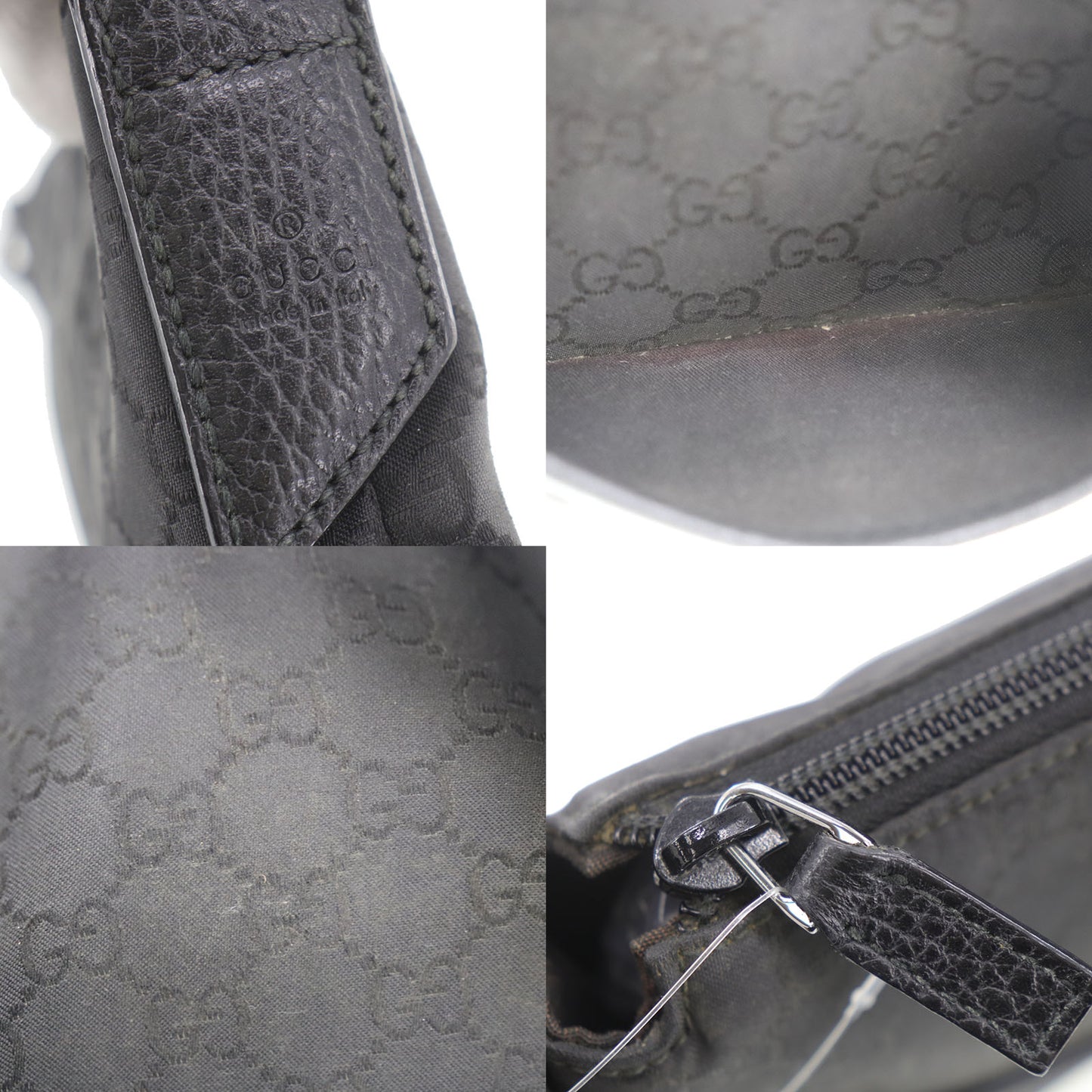 GUCCI Original GG Canvas Ued Crossbody Shoulder Bag Black #AH239