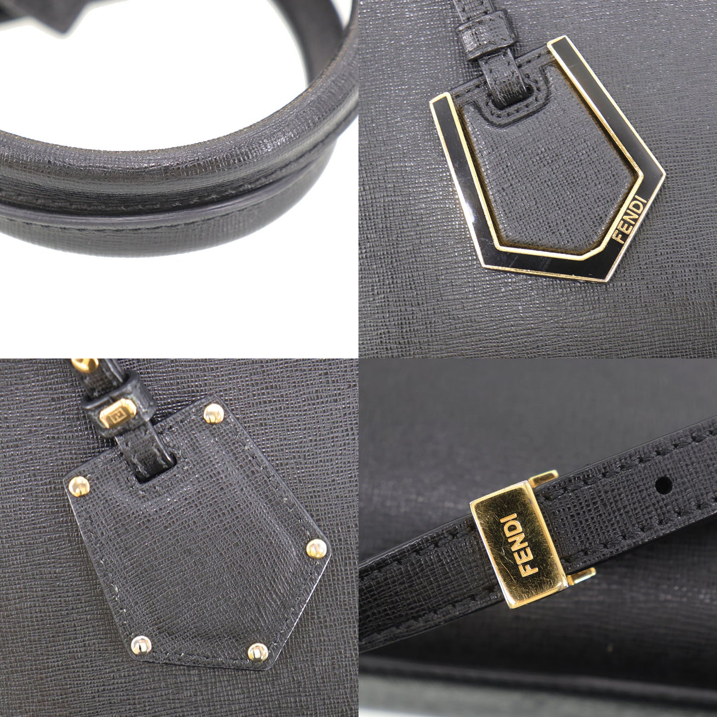 FENDI 2way Shoulder Handbag Black Leather #AH652