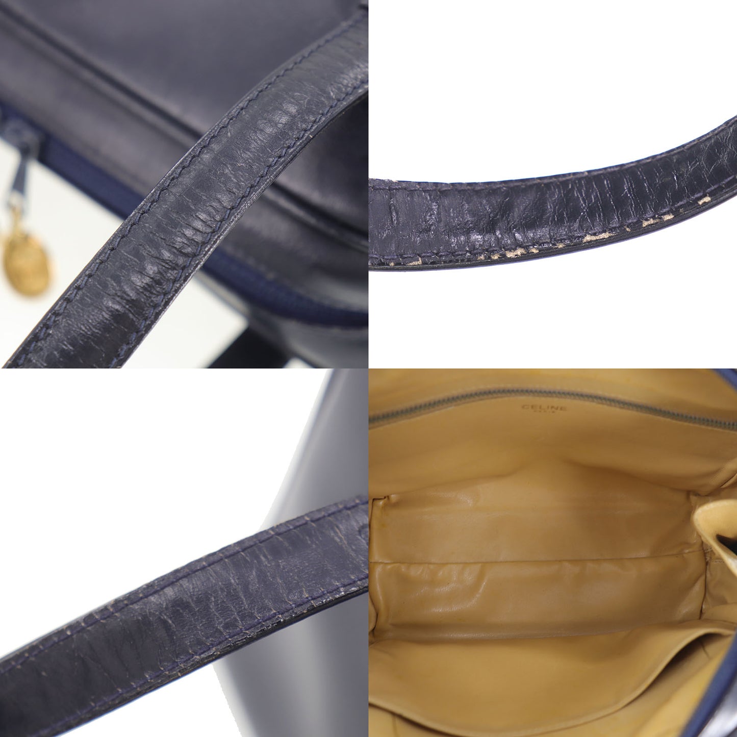 CELINE Handbag Bag Navy Leather #BZ378
