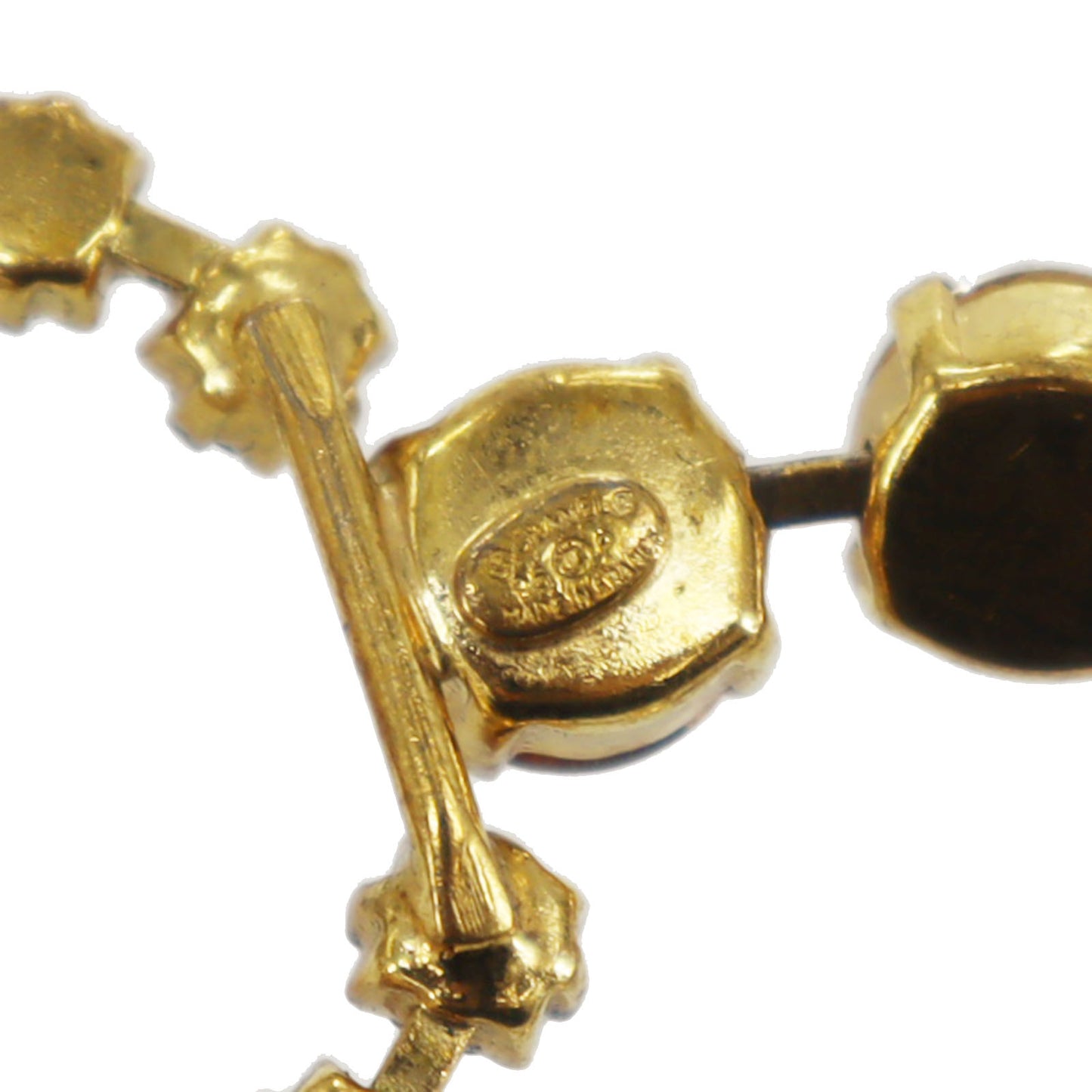 CHANEL CC Logos Rhinestone Belt Necklace Gold Plated 96P #CK417