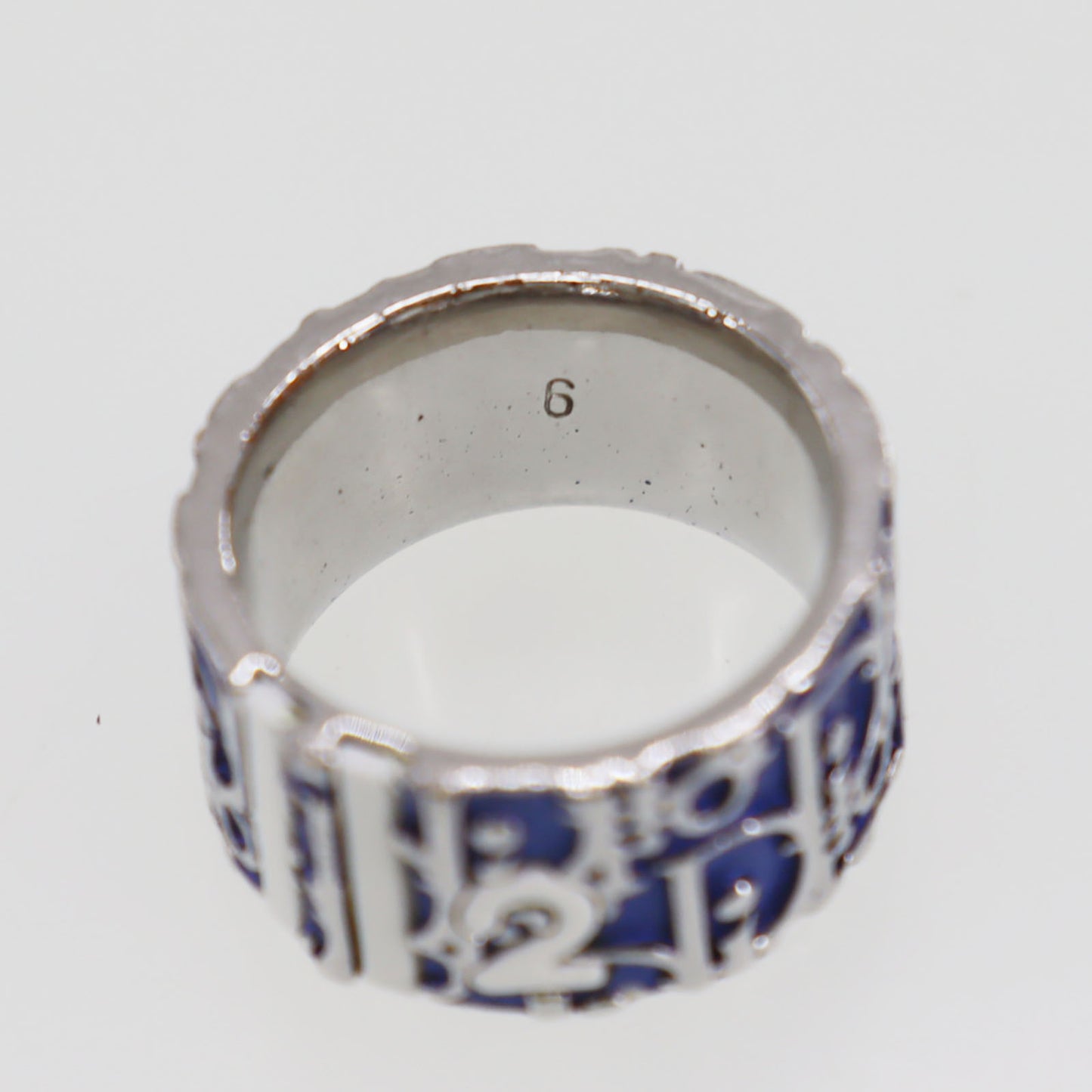 Dior Trotter Finger Ring Blue Silver Size 6 #ED200