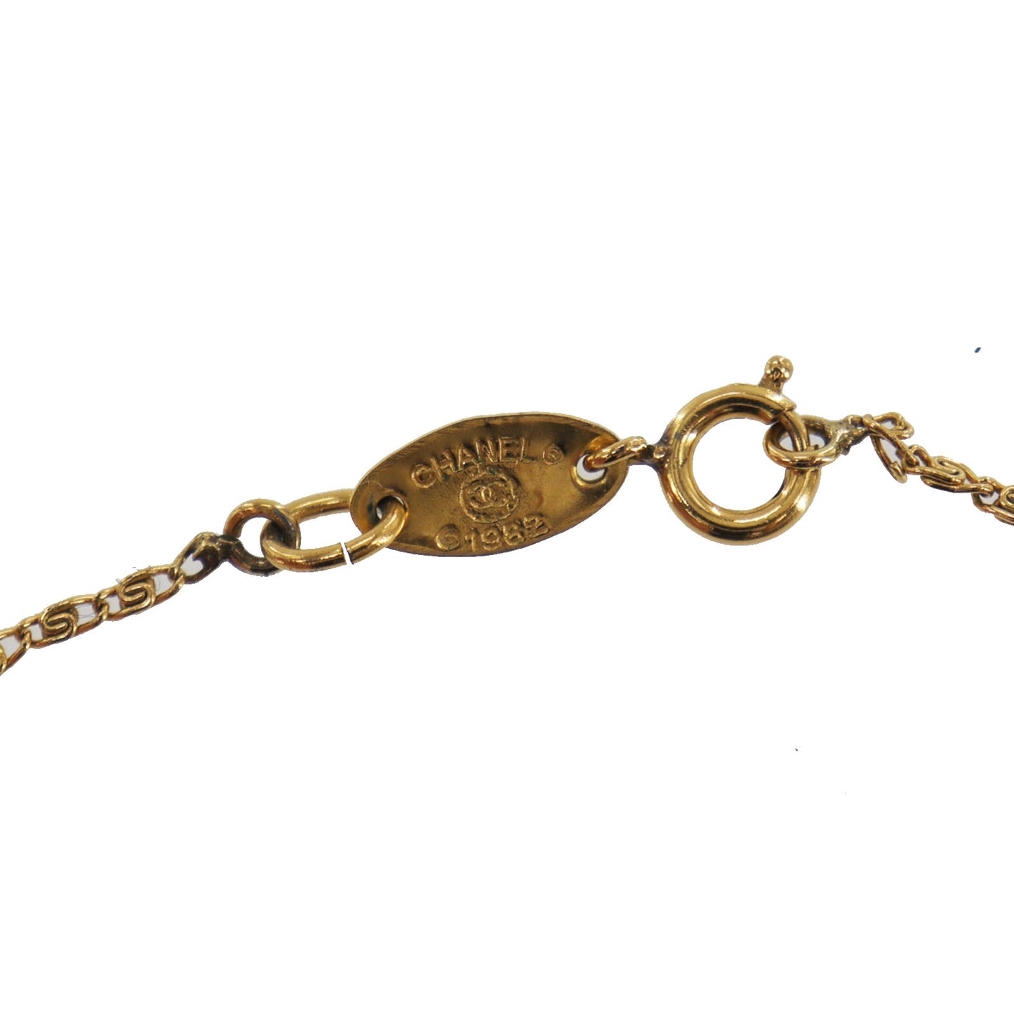 CHANEL CC Logos Gold Plated Chain Necklace 1982 #CU922