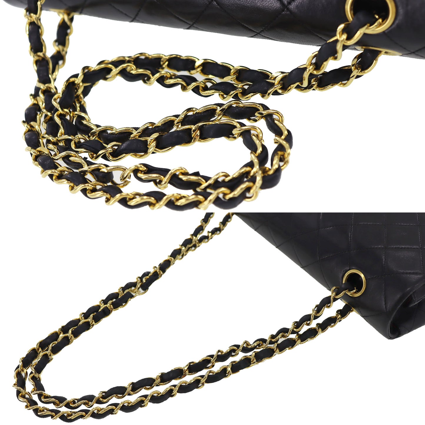 CHANEL Matelasse 25 Chain Shoulder Bag Black Leather #BK517