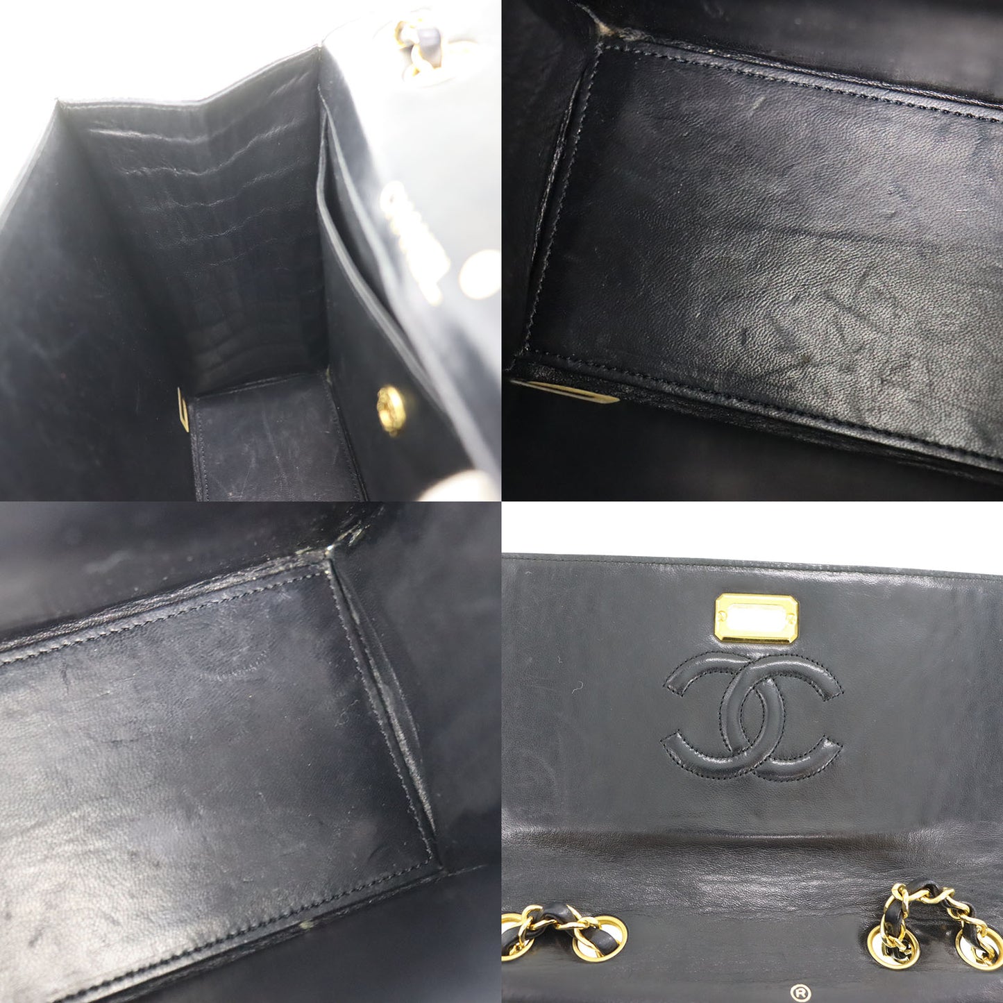 CHANEL Shoulder Bag Embossed leather Black #BL492