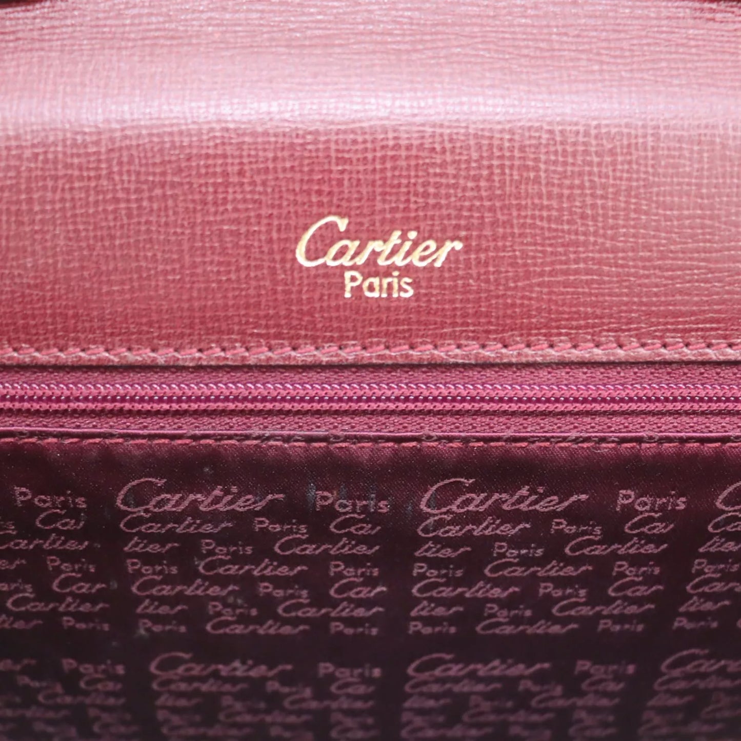 CARTIER Must Line Logos Crossbody Shoulder Bag Bordeaux Leather #AG928