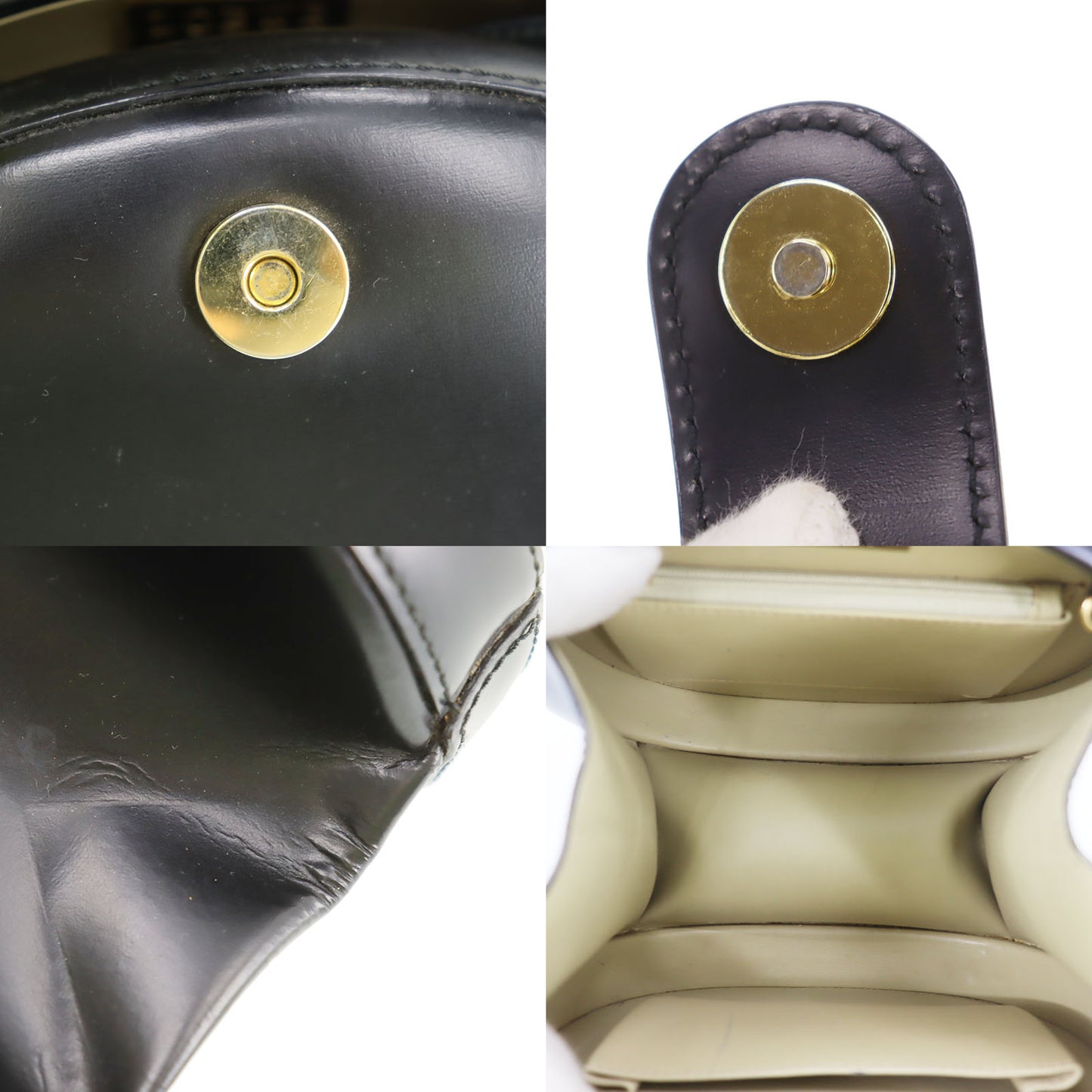 LOEWE Logos Round Handbag Black Leather #BU453
