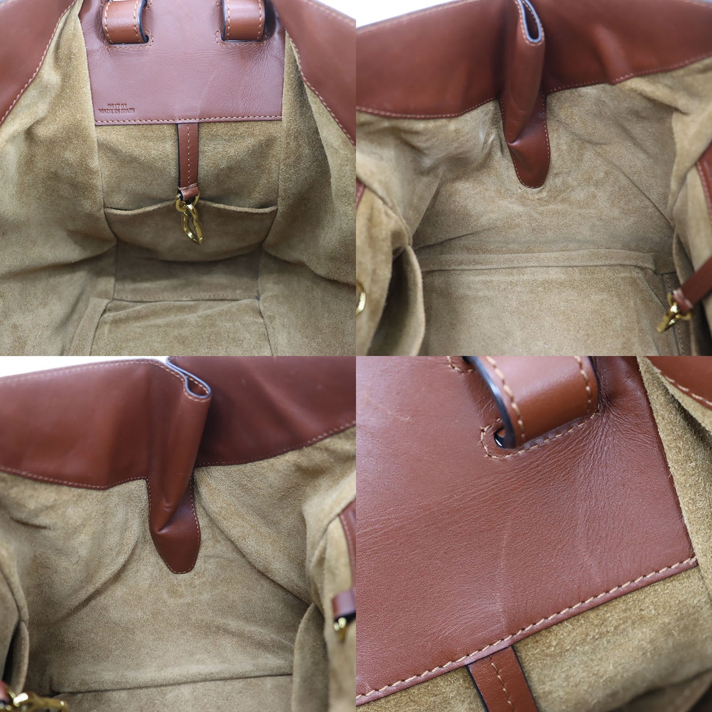 LOEWE Logos 2 way Shoulder Handbag Brown Straw Leather #CK691