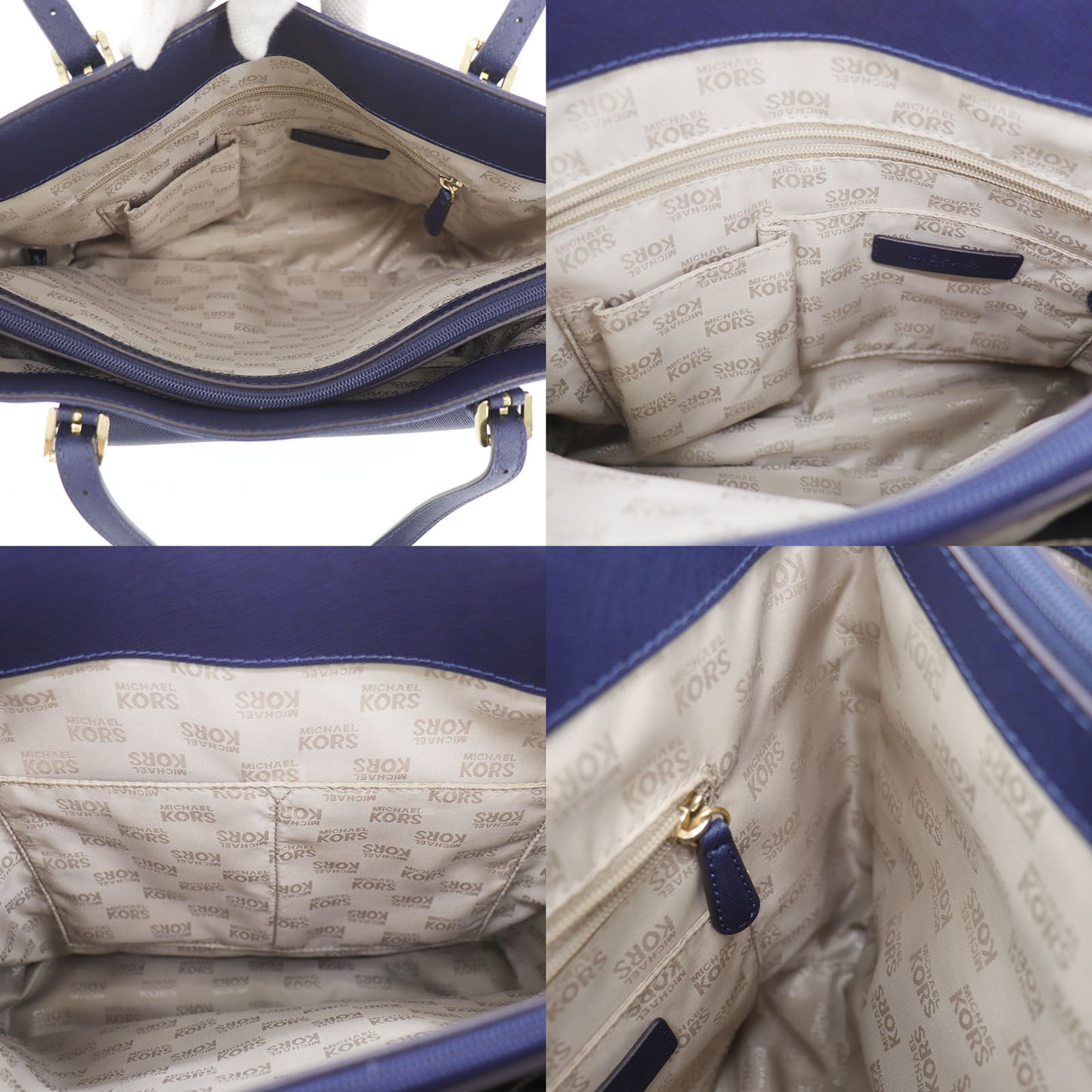 MICHAEL KORS Tote Shoulder Bag Navy Leather #BO485