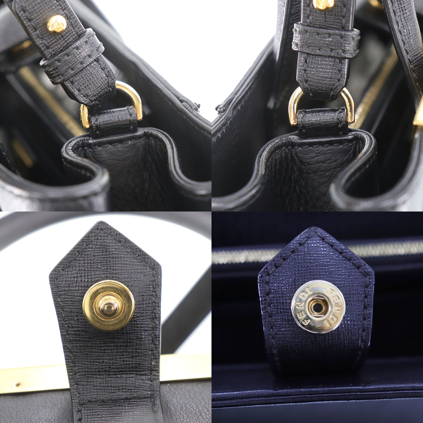 FENDI 2way Shoulder Handbag Black Leather #AH652