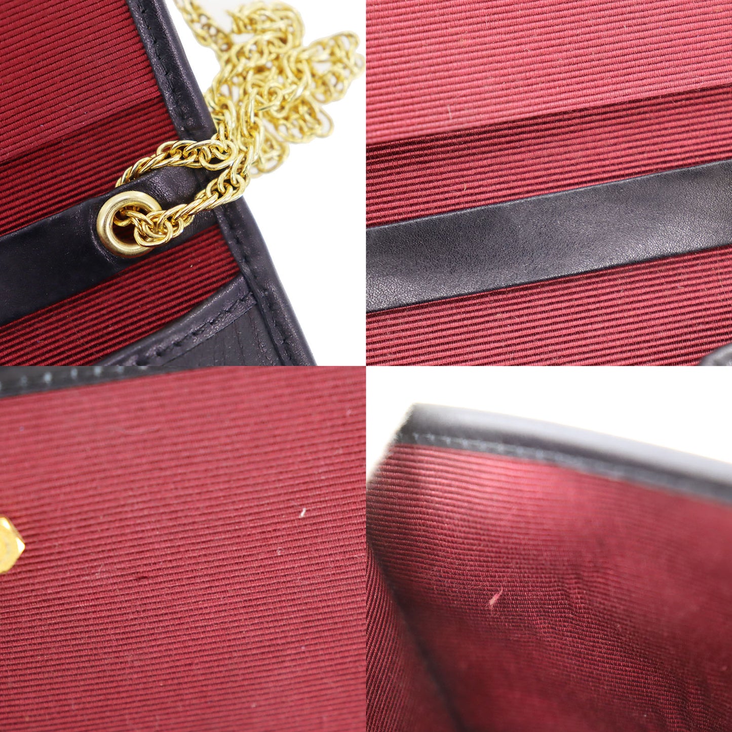 CHANEL Chain Handbag Pouch Black Leather #CJ729