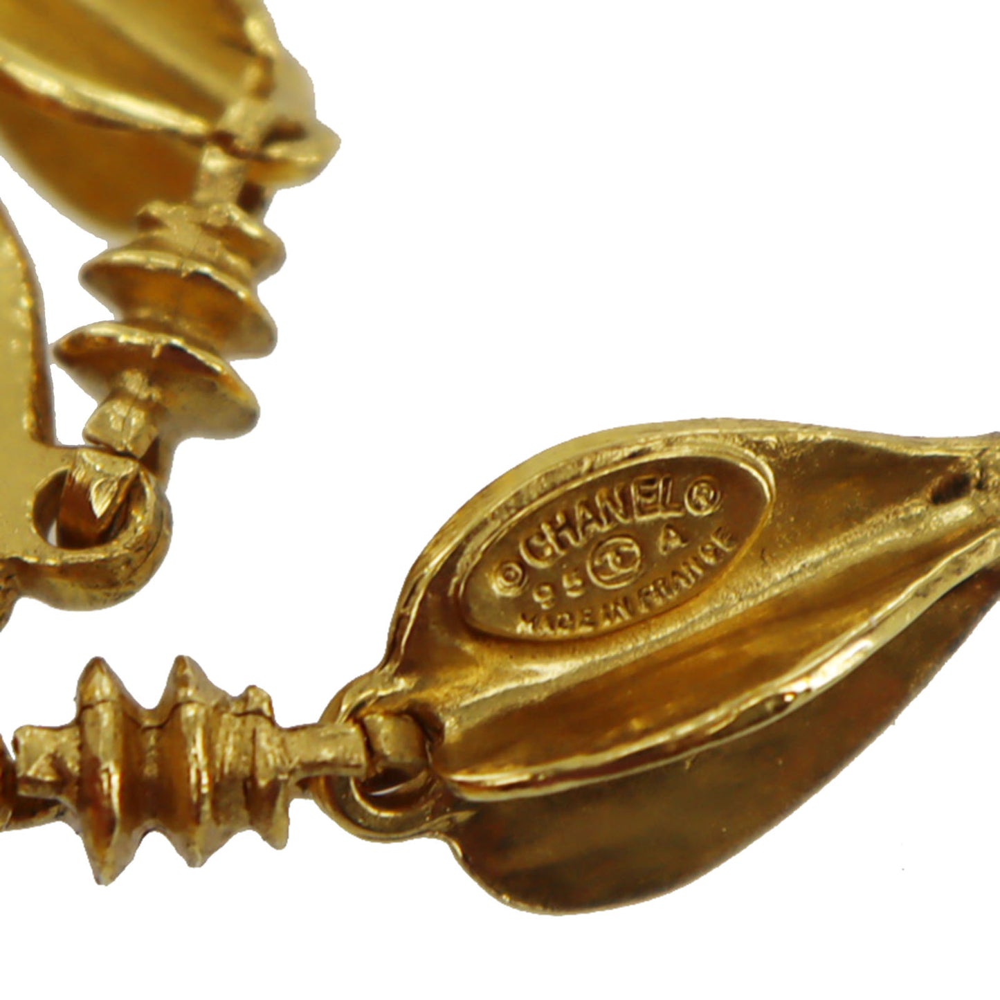 CHANEL CC Logos Circle Earrings Gold Clip-On 95 A #AH672