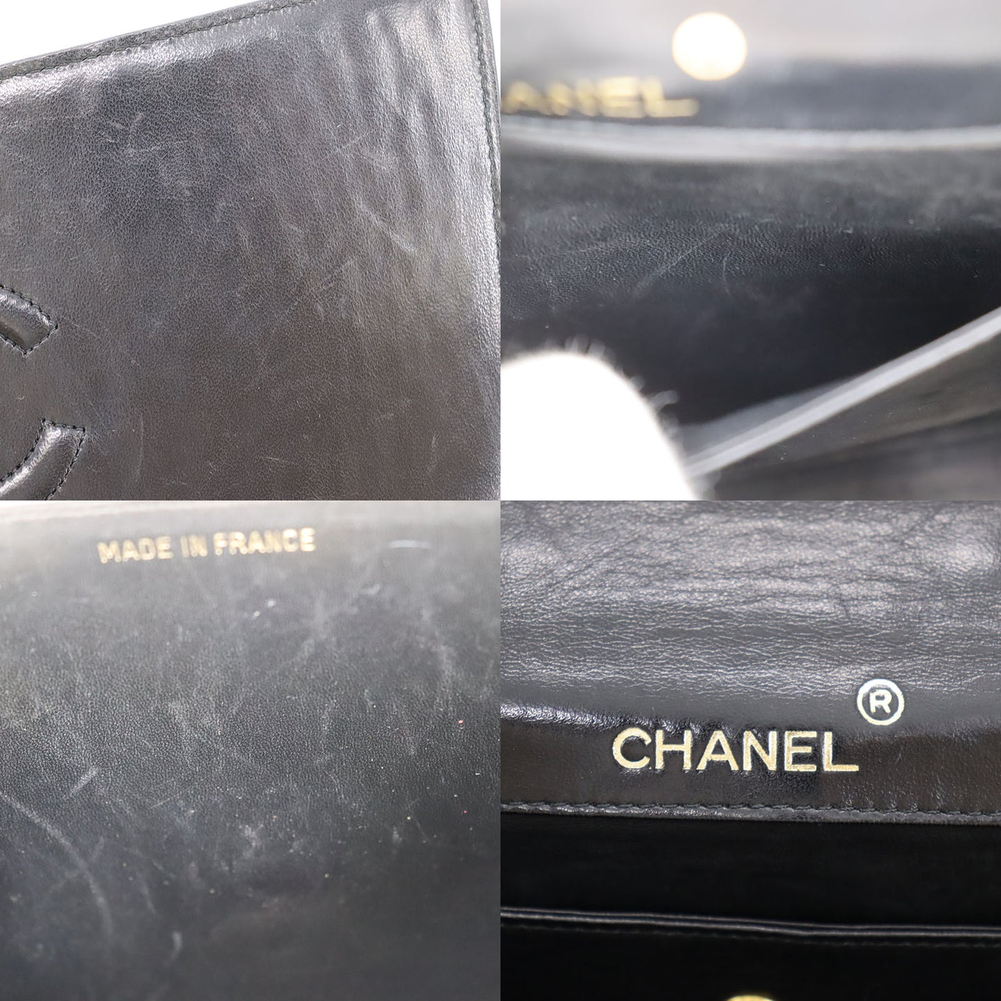 CHANEL Shoulder Bag Embossed leather Black #BL492