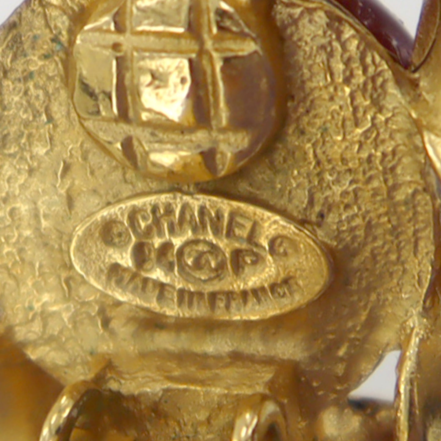 CHANEL CC Logos Spiral Circle Stone Earrings Gold Clip-On #AG839