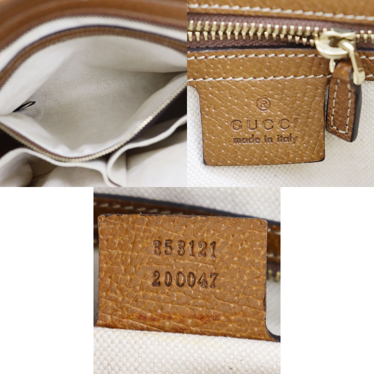 GUCCI Original GG Shoulder Handbag Brown Canvas Leather #BP650