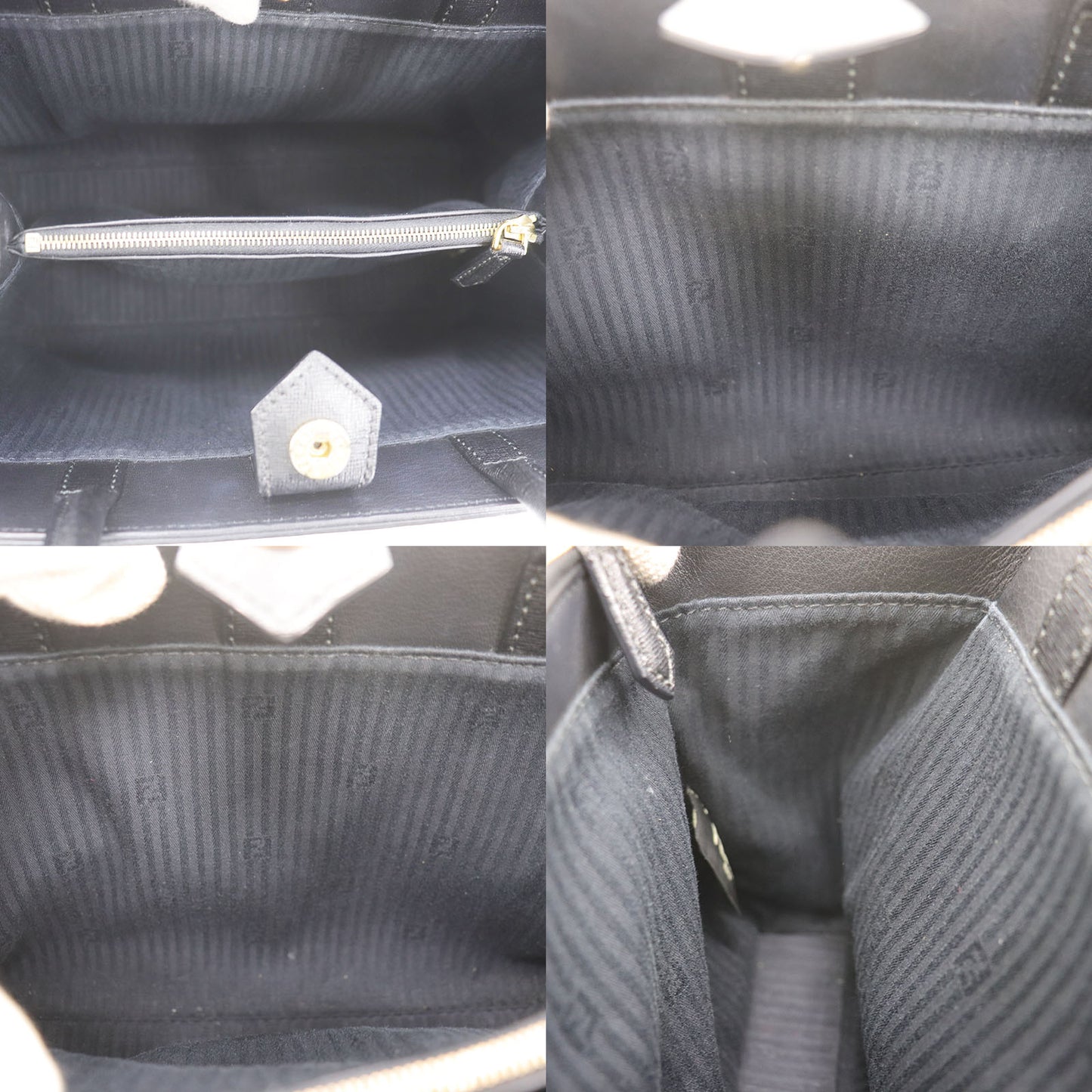 FENDI 2way Shoulder Handbag Black Leather #AH652
