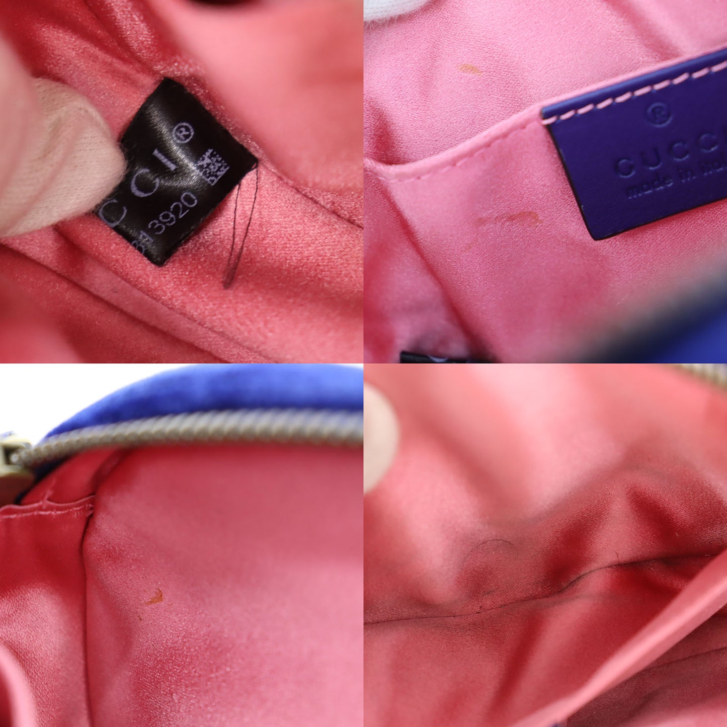 GUCCI GG Marmont Funny Pack Belt Bag Blue Velor #AH709
