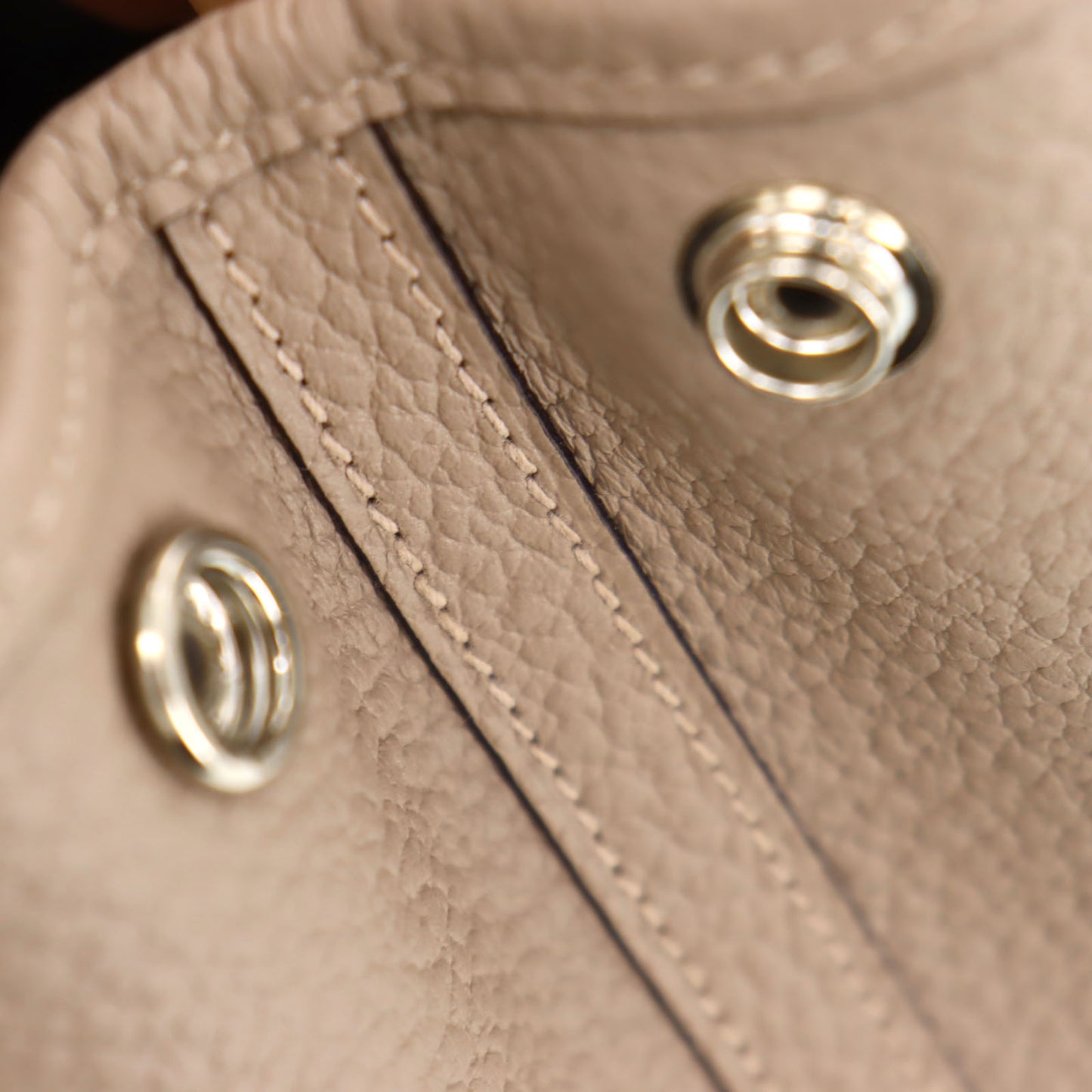 HERMES HandBag Garden Party TPM Beige Negonda Leather #AH705