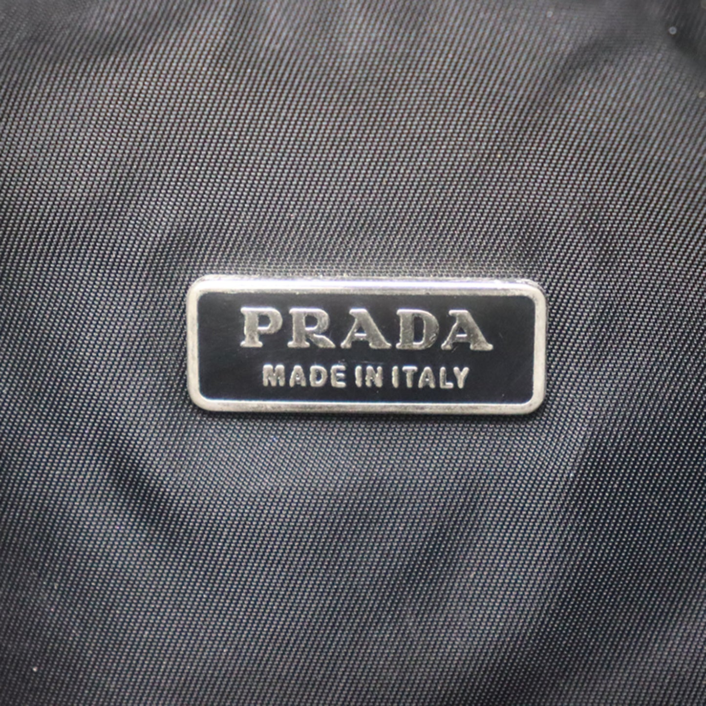 PRADA Hobo Logos Handbag Black Nylon Pouch #CS702