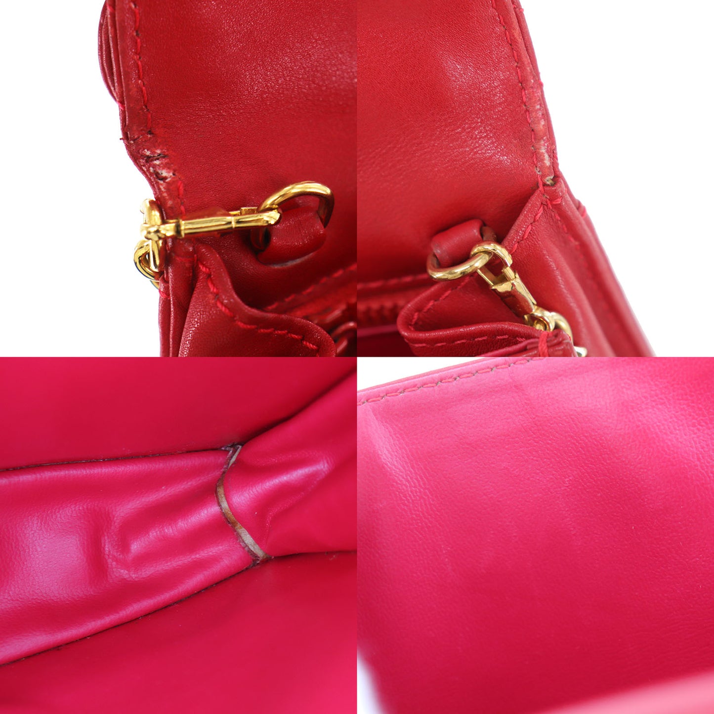 CELINE 2way Shoulder Handbag Bag Red Leather #AH475
