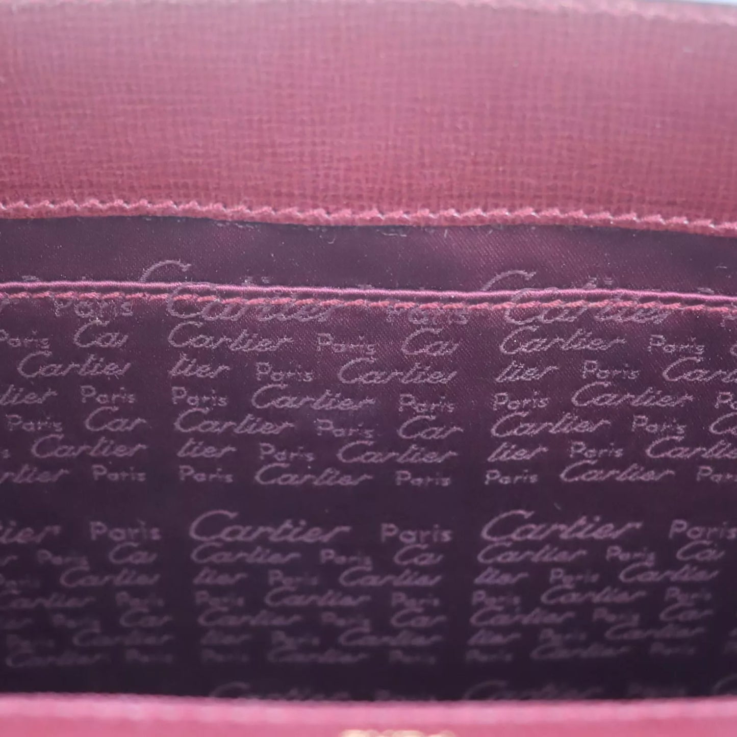CARTIER Must Line Logos Crossbody Shoulder Bag Bordeaux Leather #AG928