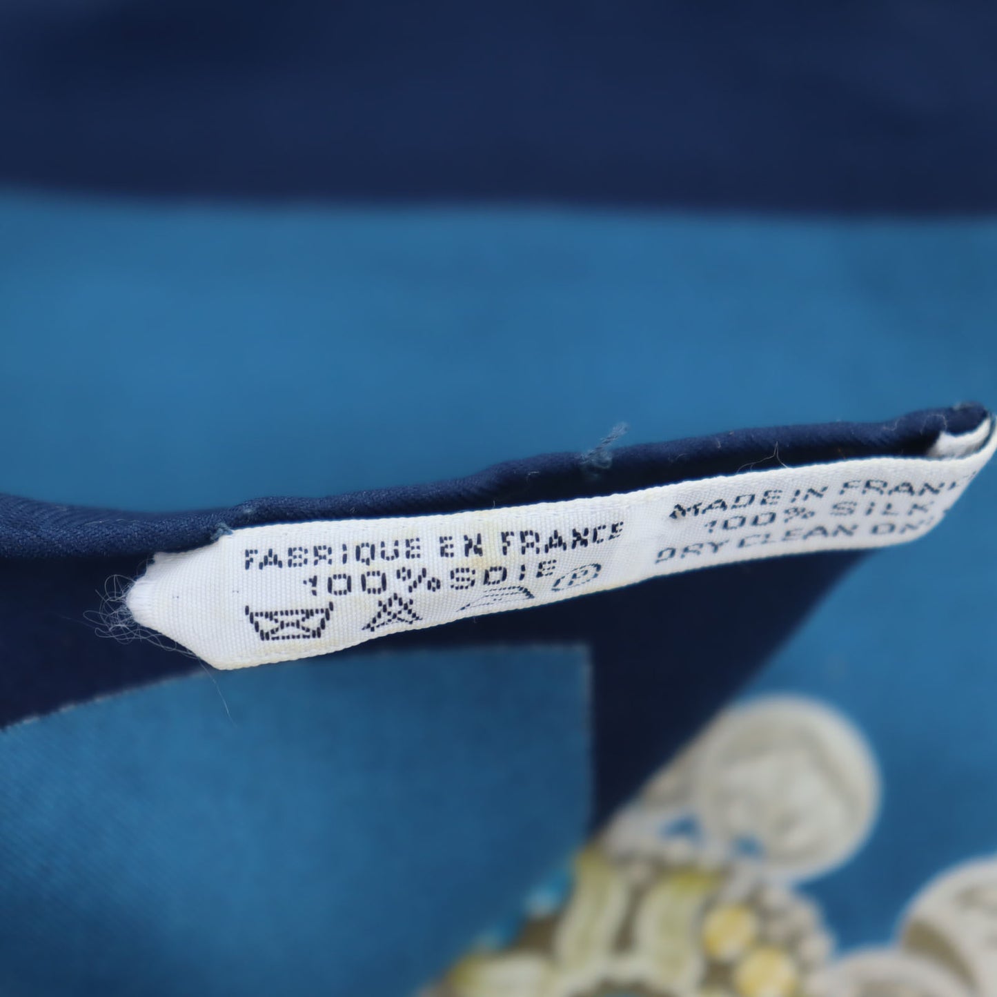 HERMES Logos Jewelry Design Large Scarf Blue 100% Silk #BY629