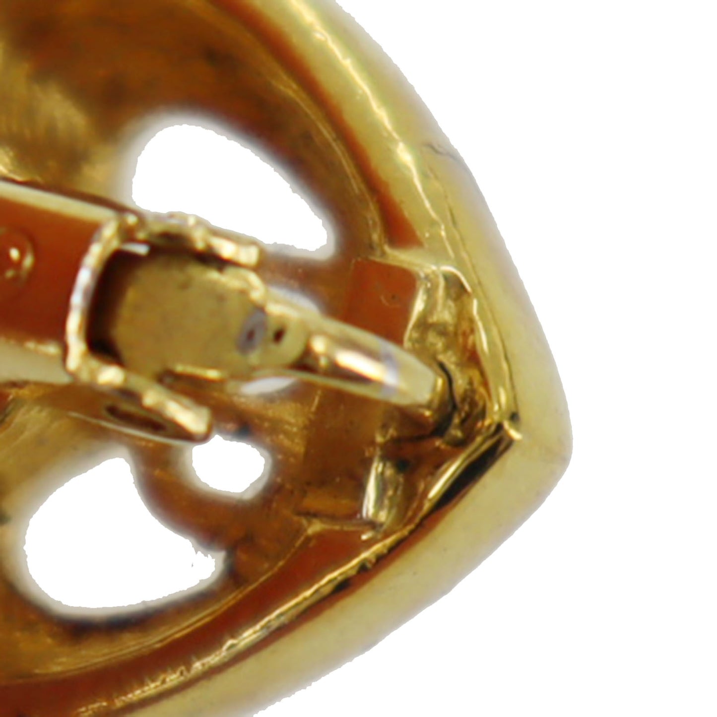 Christian Dior CD Logos Heart Rhinestone Earrings Gold Plated #BO767
