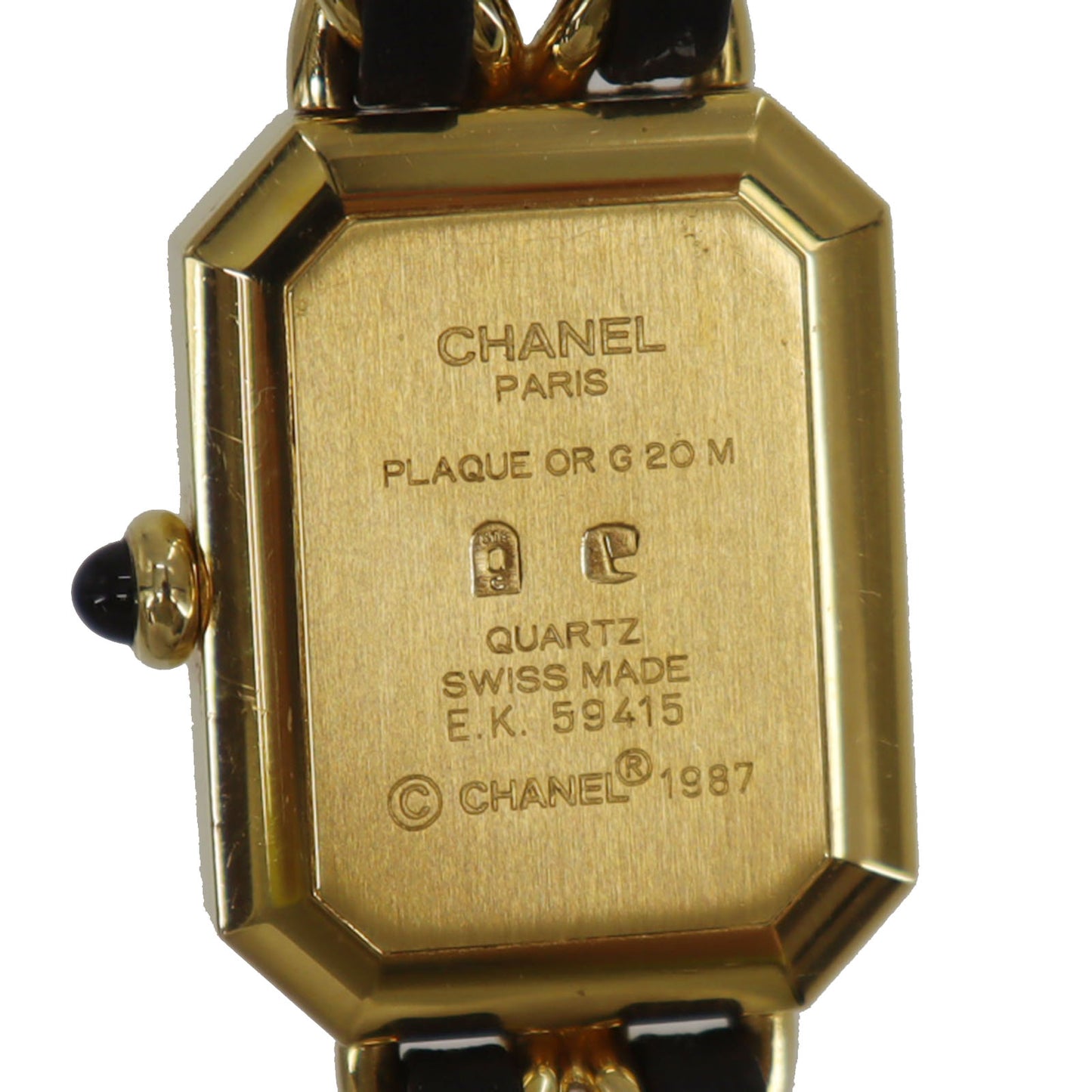 CHANEL Premiere Discontinued Wristwatches L Gold Black Quartz #CO501