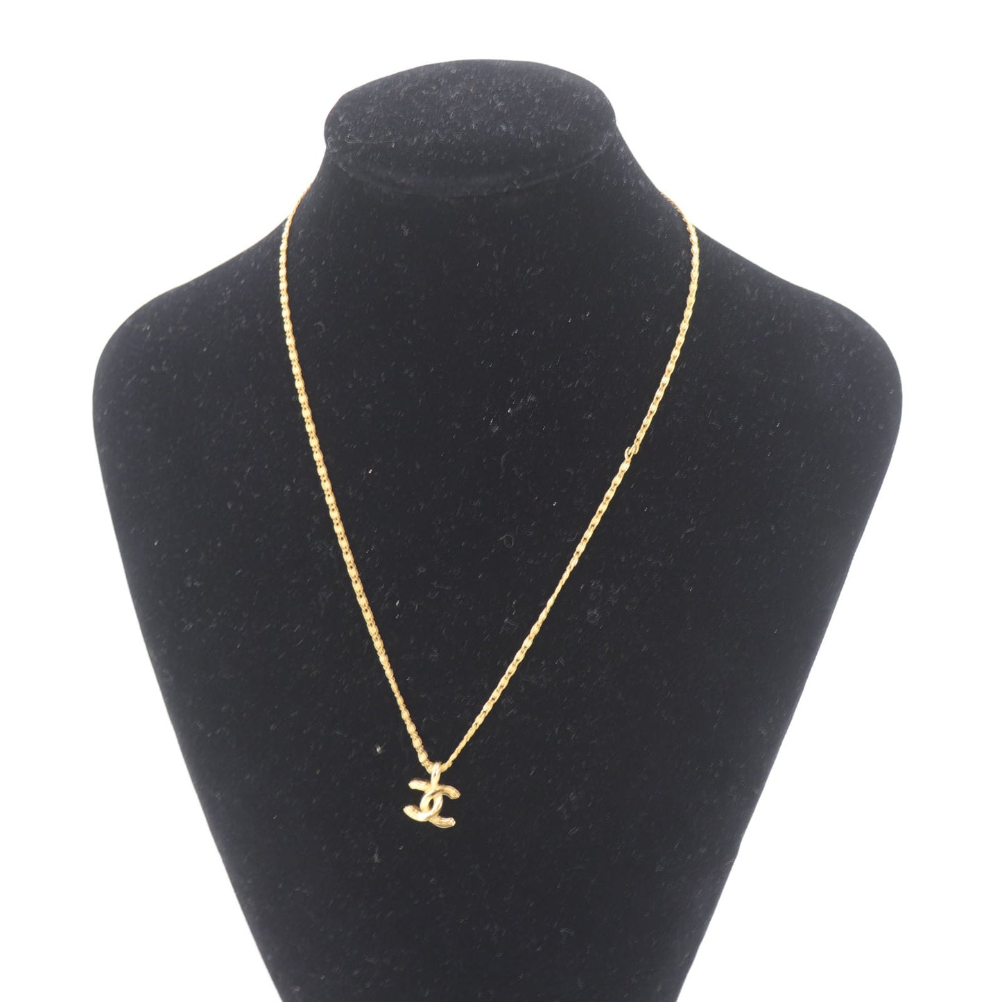 CHANEL CC Logos Gold Plated Chain Necklace 1982 #CU922