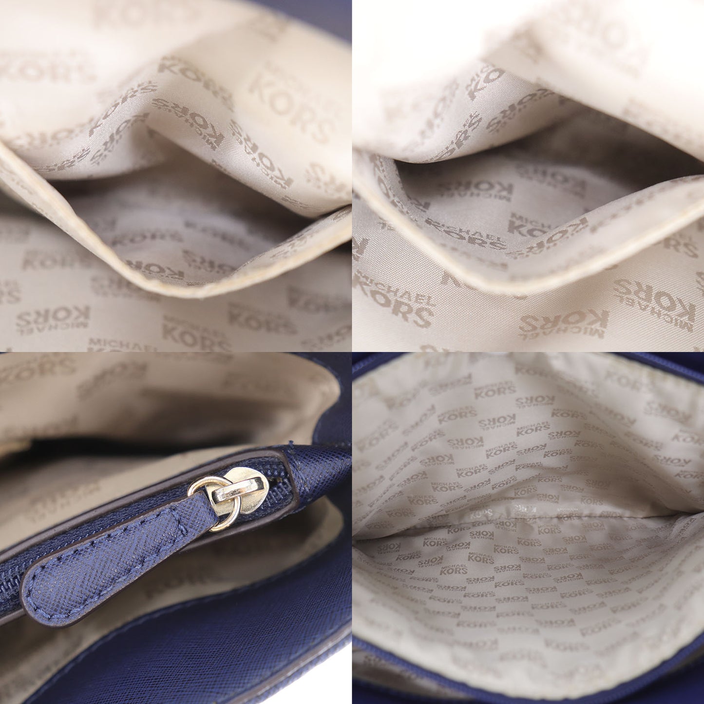 MICHAEL KORS Tote Shoulder Bag Navy Leather #BO485