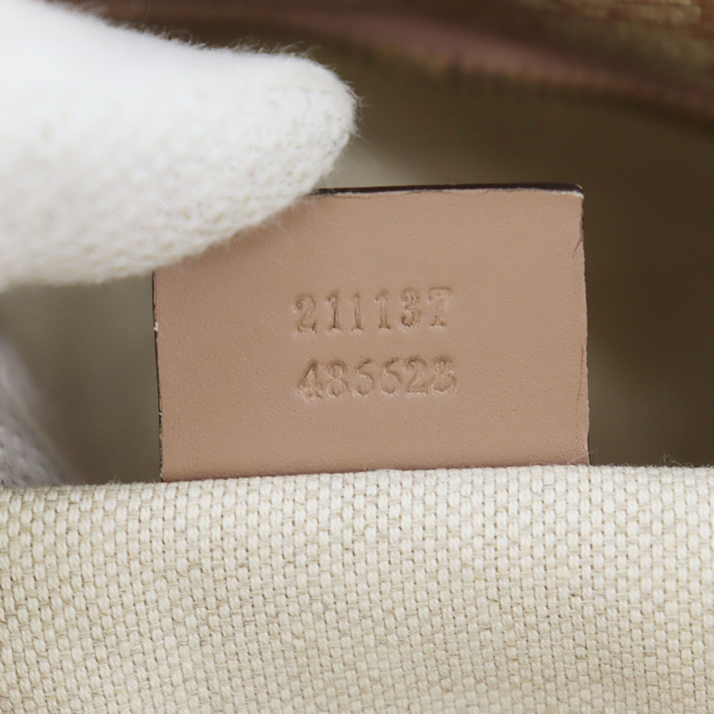 GUCCI GG Plus Tote Handbag Pink Beige PVC Leather #BZ754