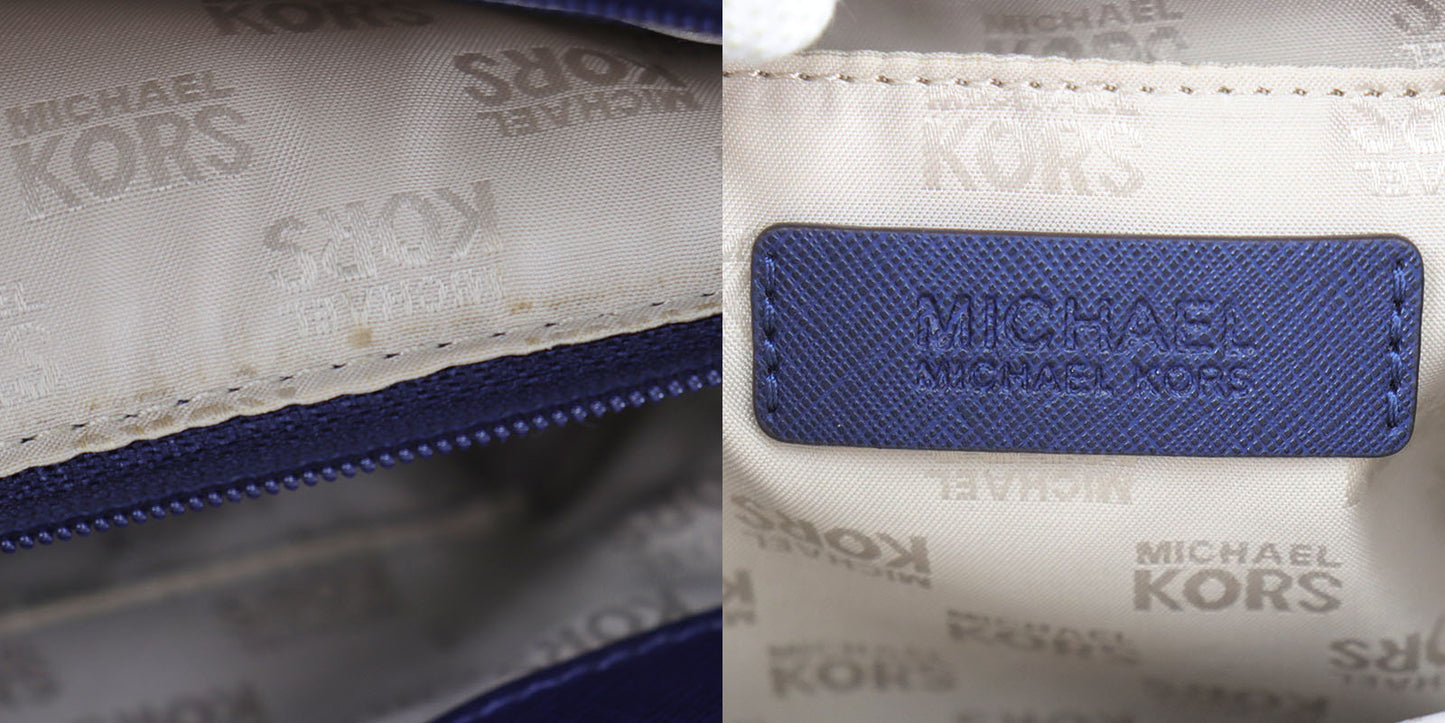 MICHAEL KORS Tote Shoulder Bag Navy Leather #BO485