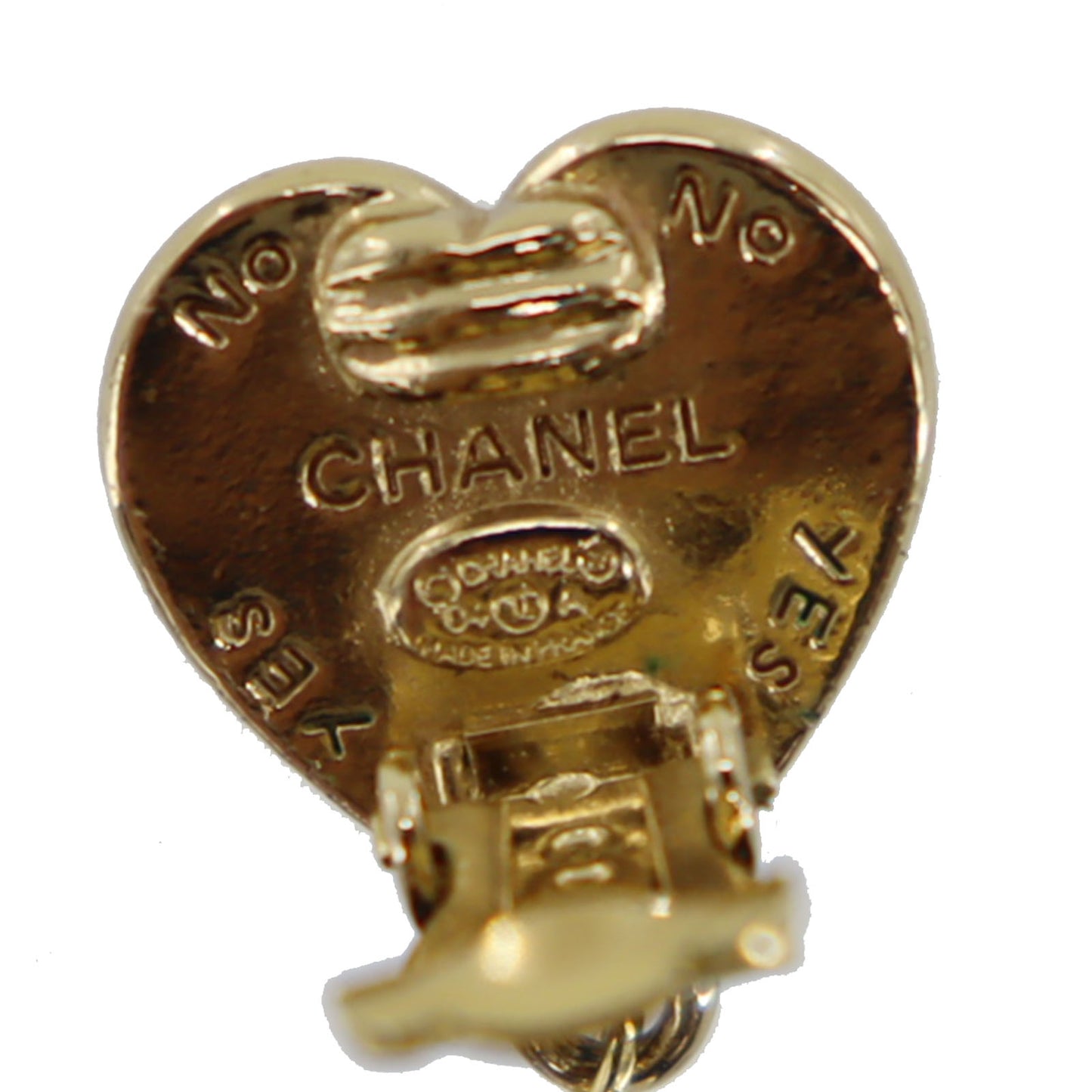 CHANEL CC Logos Pearl Earrings Black Gold Clip-On 04 A #CD541