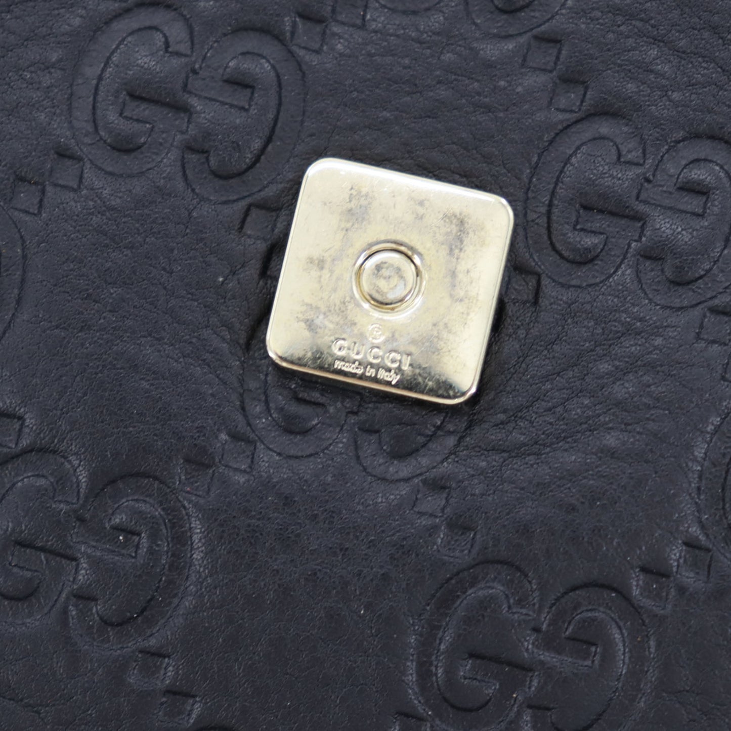 GUCCI Shima Shoulder Bag Black Leather #BS113