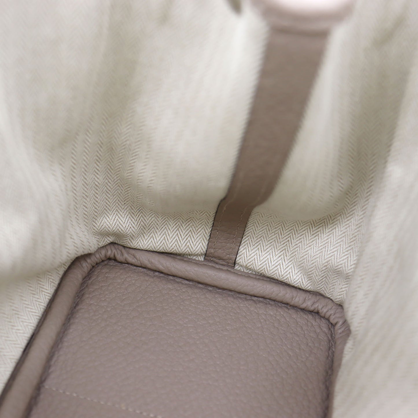 HERMES HandBag Garden Party TPM Beige Negonda Leather #AH705