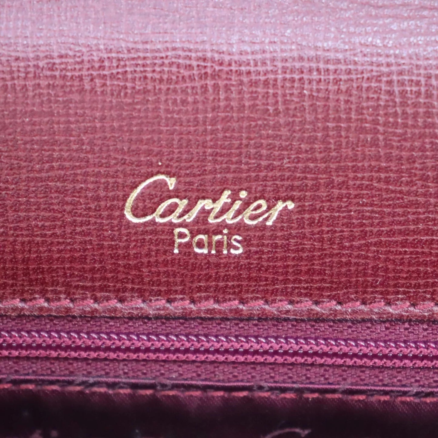 CARTIER Must Line Logos Crossbody Shoulder Bag Bordeaux Leather #AG928