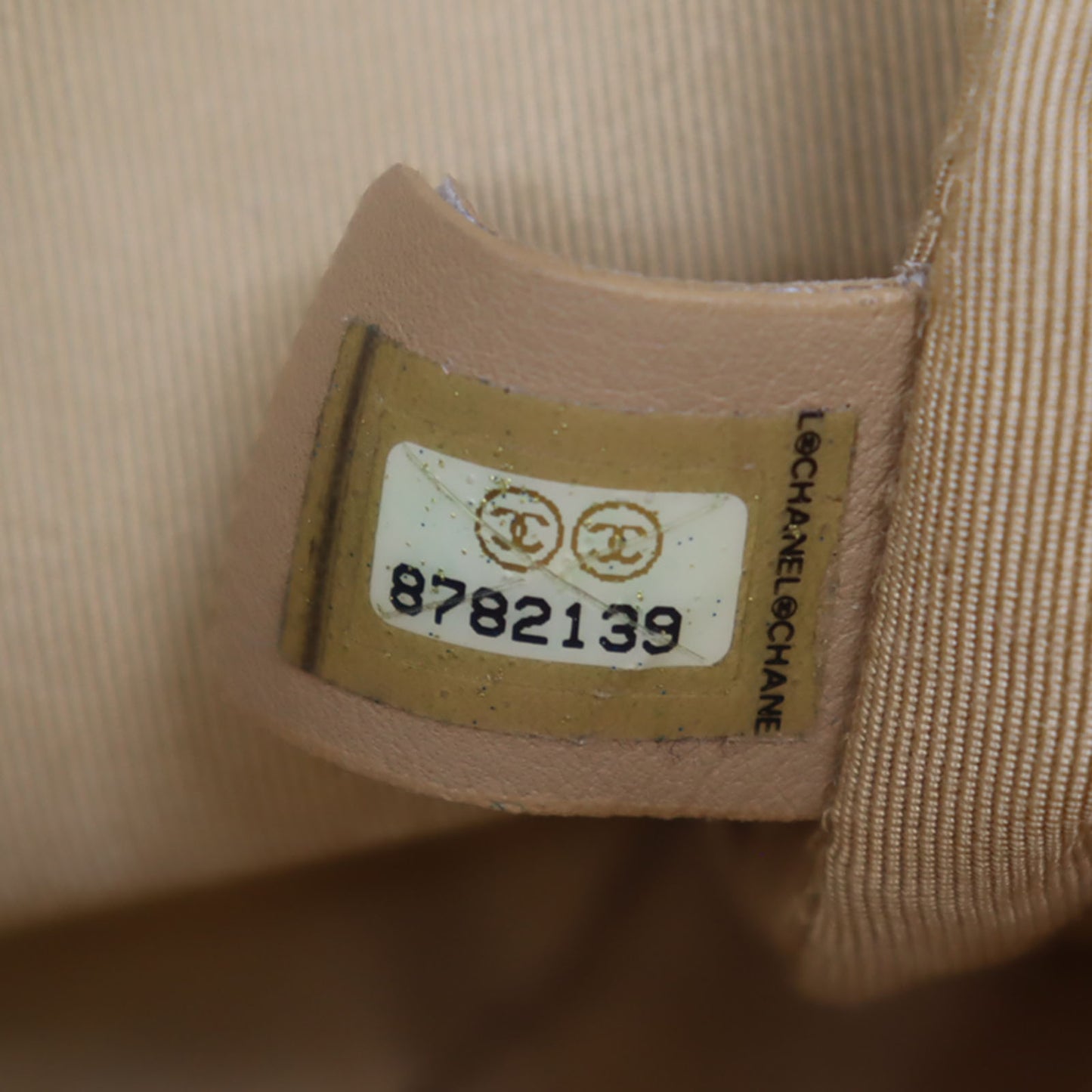 CHANEL CC Logo Shoulder Bag Beige Leather #CS561