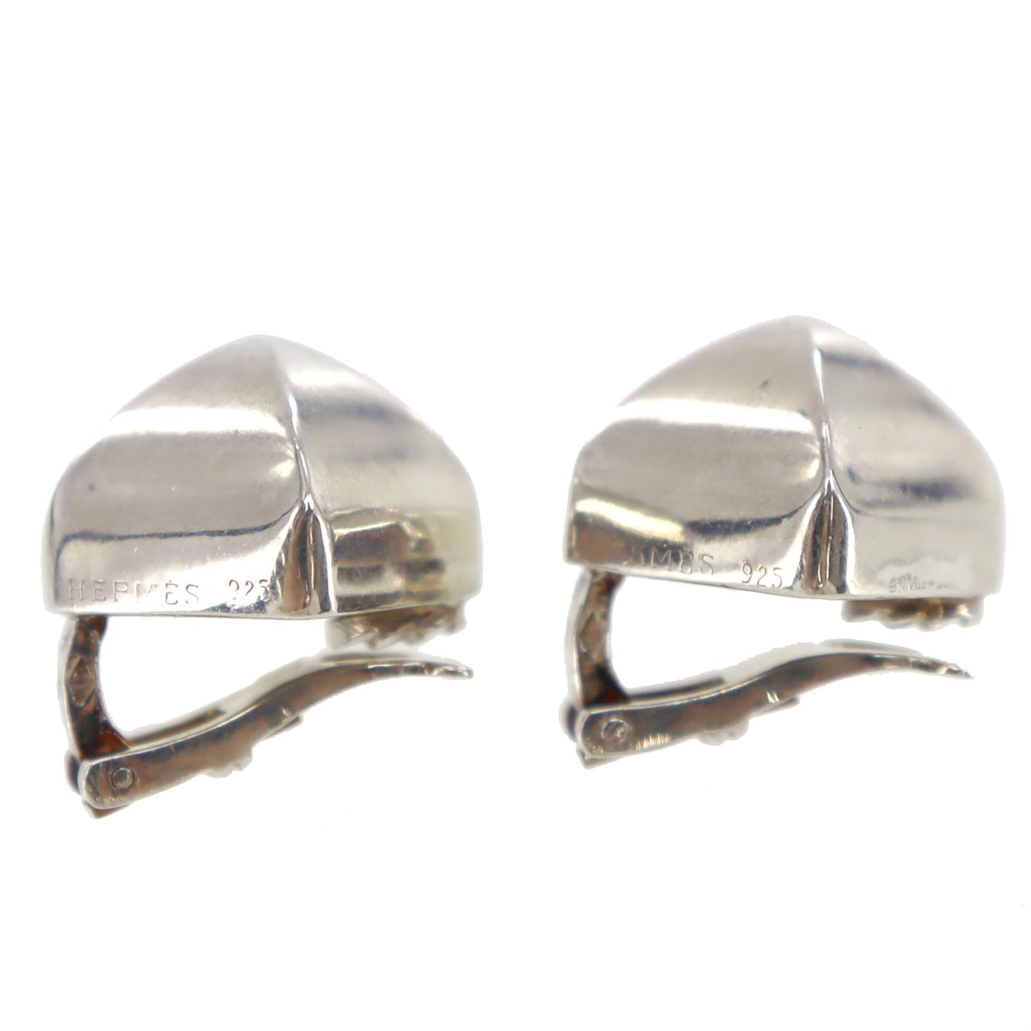 HERMES Medor Studs Earrings Silver Clip-On #AH155
