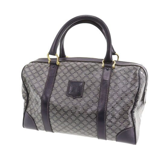 CELINE Macadam Pattern Boston Handbag Navy PVC Leather #AH231