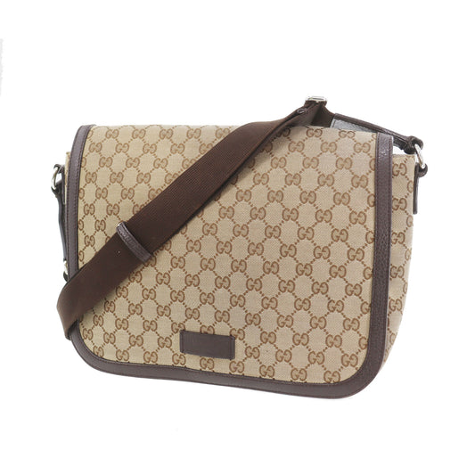 GUCCI Original GG Canvas Crossbody Shoulder Bag Brown #CP347