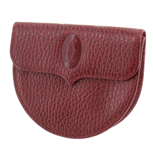 Cartier Logos Must Line Coin Case Bordeaux Leather #AH125