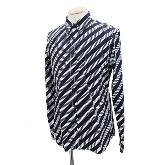 PRADA Logos Tops Shirt Light Navy White 100% Cotton Size 42 #AG994