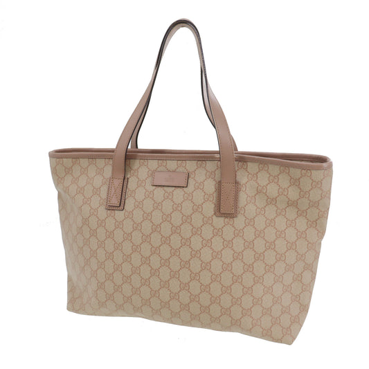 GUCCI GG Plus Tote Handbag Pink Beige PVC Leather #BZ754