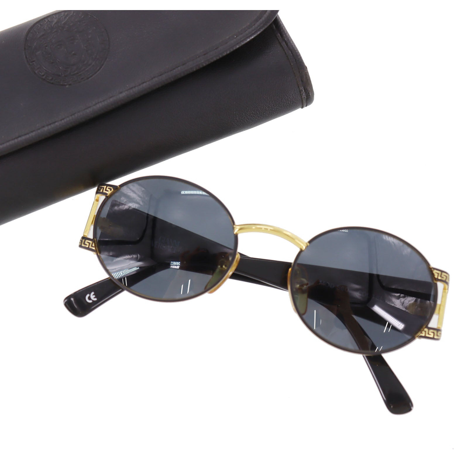 GIANNI VERSACE Sunglasses Black Gold Eye Wear CX132 VINTAGE MODE JP