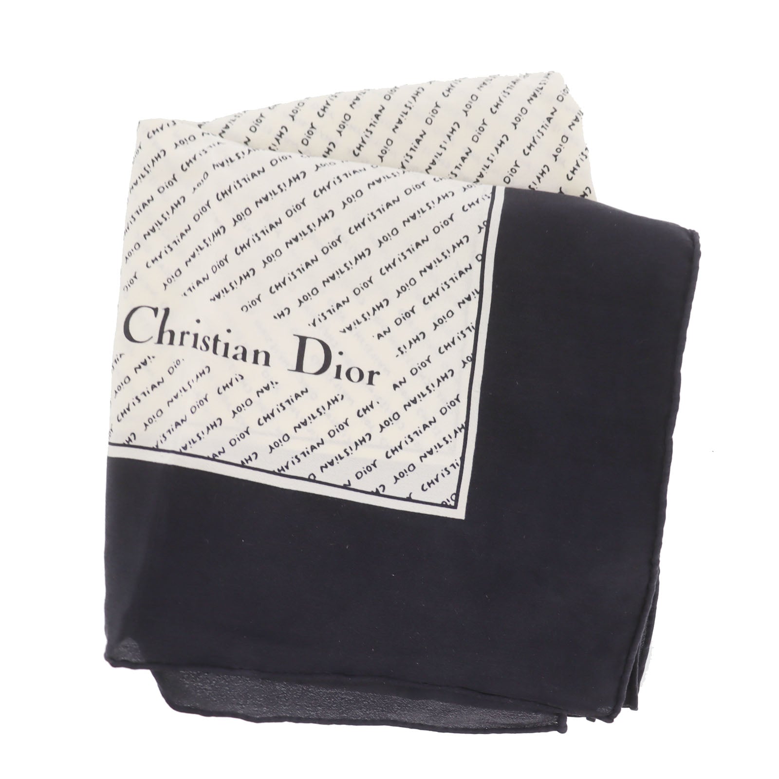 Christian Dior Logos Silk Scarf Black Ivory #ED33 – VINTAGE MODE JP