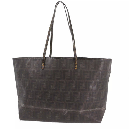 FENDI Zucca Shoulder Tote Bag Brown PVC Leather #AB537