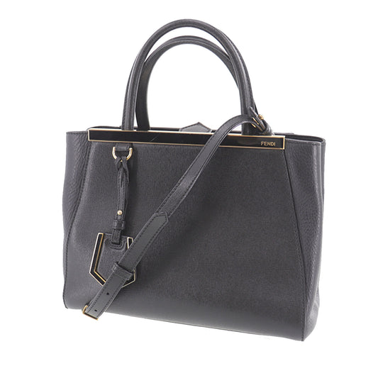 FENDI 2way Shoulder Handbag Black Leather #AH652