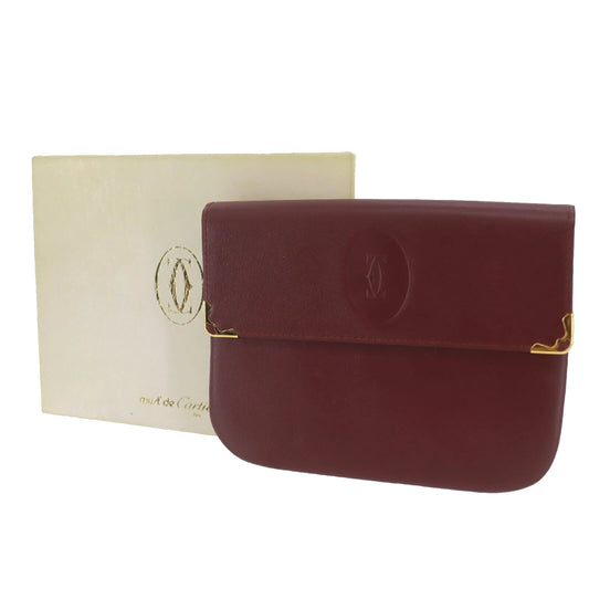 CARTIER Must de Cartier Wallet Leather Burgundy #ED556