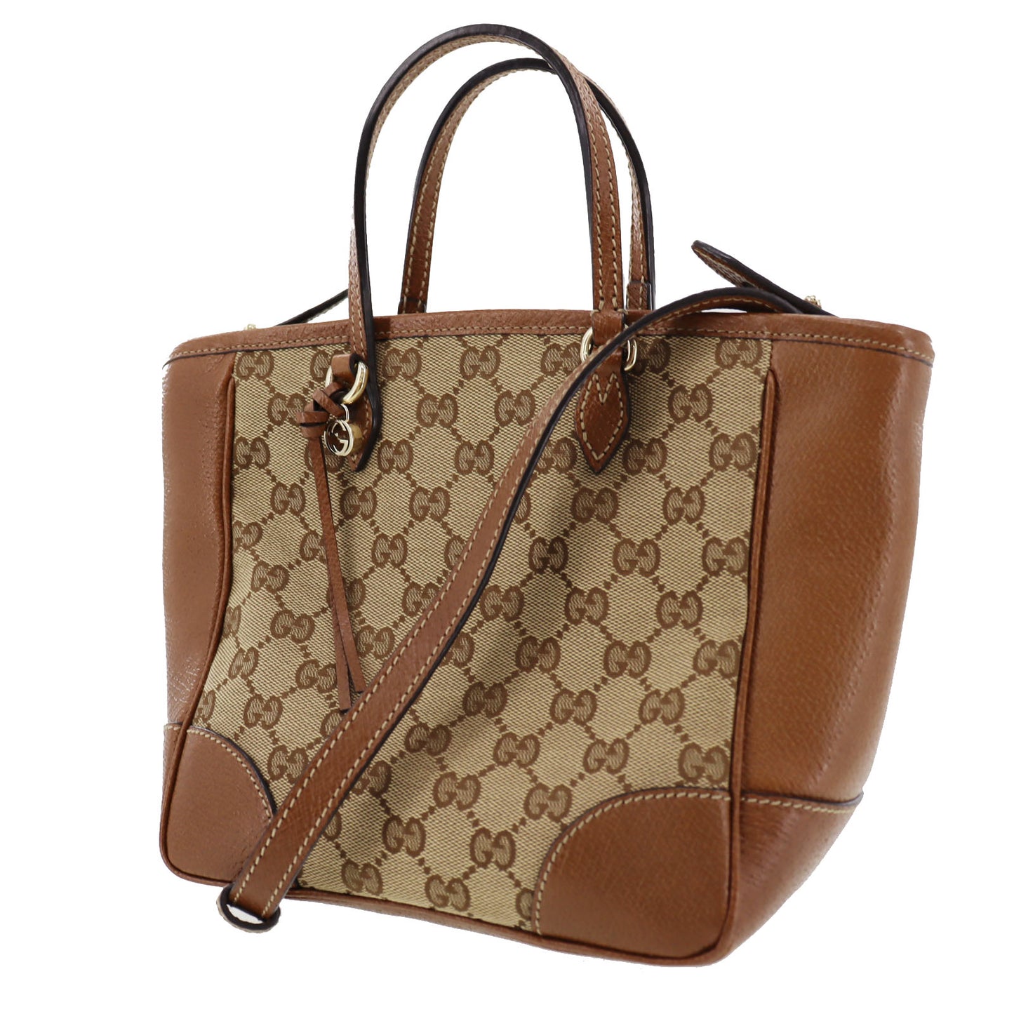GUCCI Original GG Shoulder Handbag Brown Canvas Leather #BP650