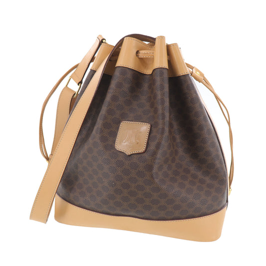 CELINE Macadam Pattern Shoulder Bag Brown PVC Leather #EF153