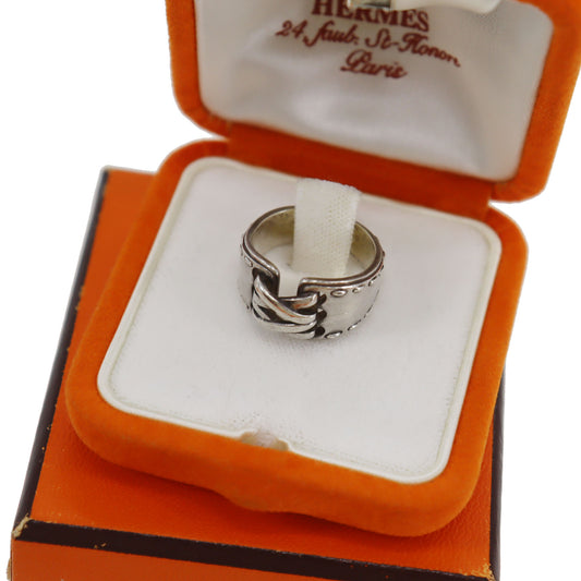 HERMES Lace up Finger Ring Silver 925 #CN466
